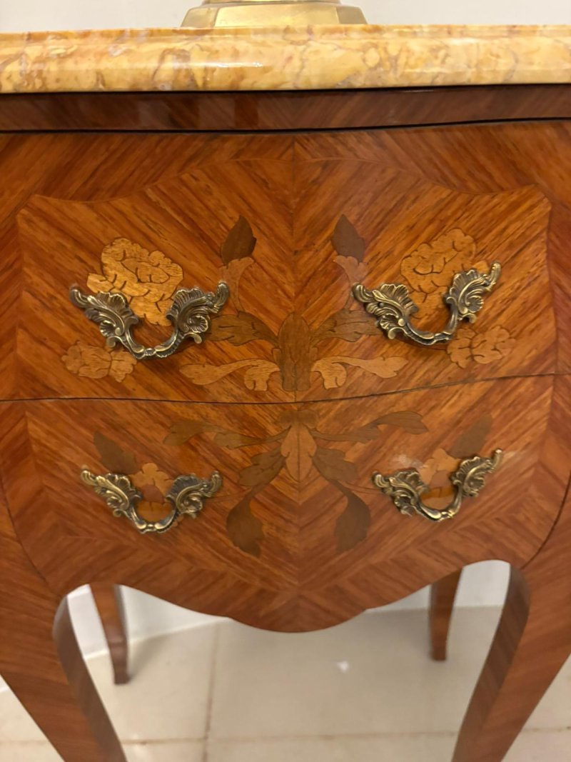 Antique Quality Pair of French Louis XV Style Marquetry Bedside Cabinets